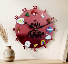 Handmade MDF Wood Clay Pau Chody Wall Clock